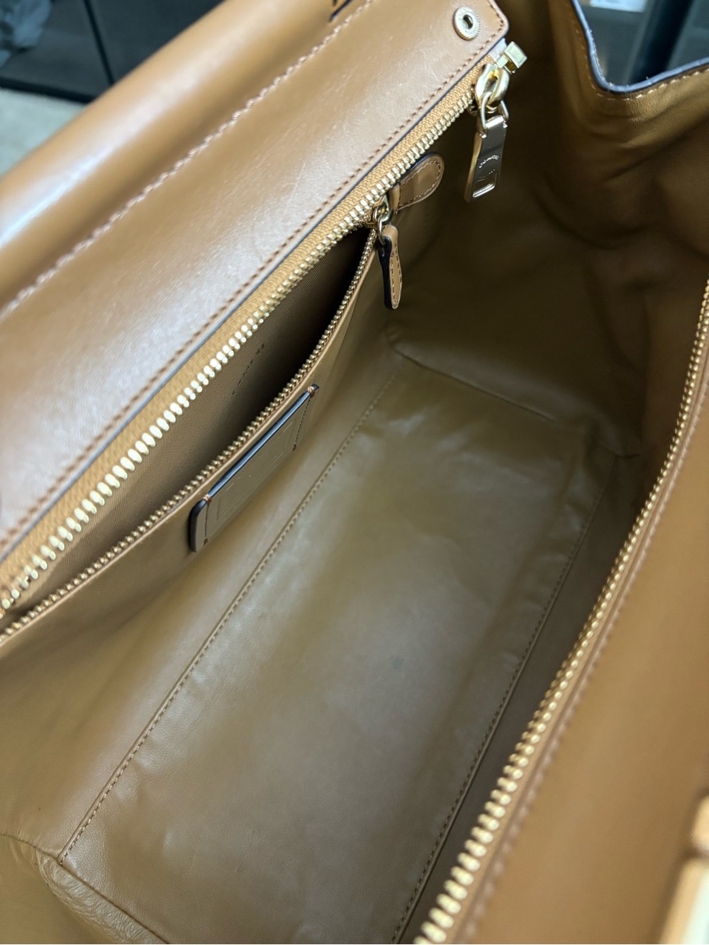COACH DRIFTER LEATHER & SUEDE SATCHEL HANDBAG- Saddle & Camel- Turn Lock - Picture 15 of 16